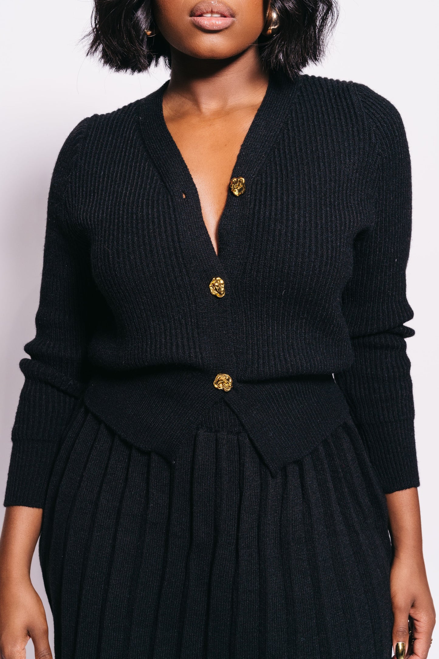The Arielle 2-Piece Cardigan and Skirt Set | Black