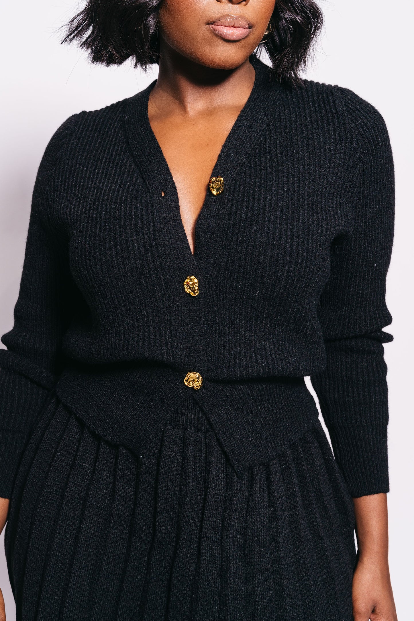 The Arielle 2-Piece Cardigan and Skirt Set | Black