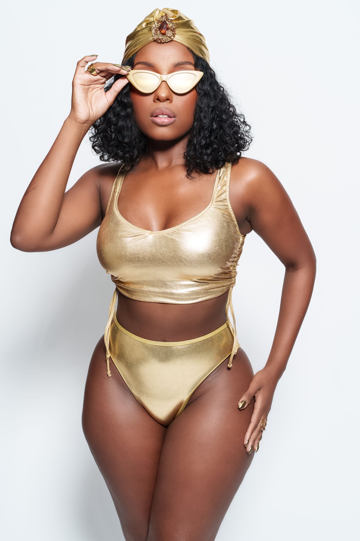 14K Gold High Waist Bikini Bottom