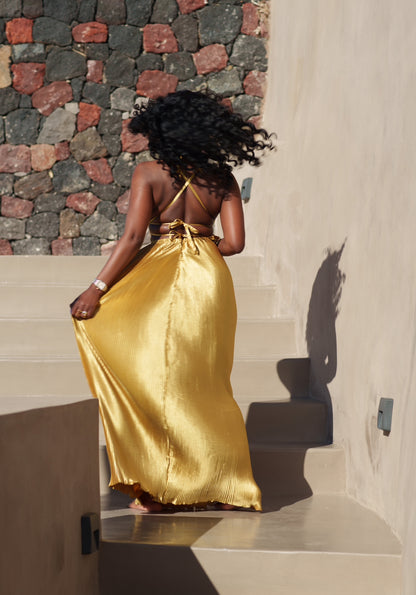 Thira Gold Maxi Dress